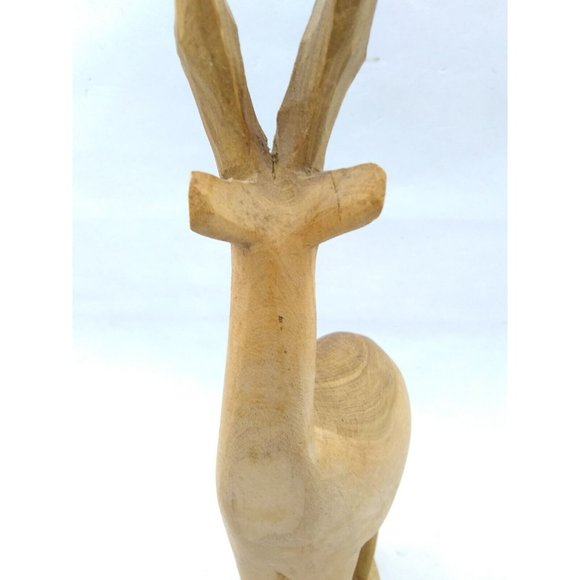 Pier1 Kenya HandCarved Wood Gazelle Antelope Mid Century Style Tall 12" Figurine - Picture 3 of 10